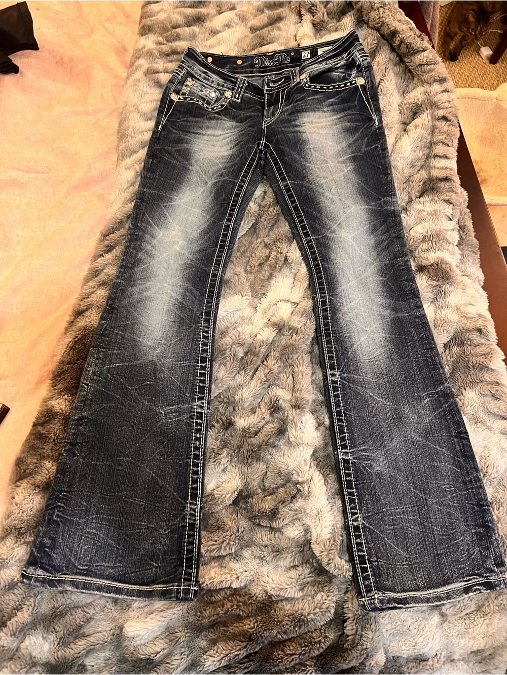 Miss Me Dark Blue Faded Bootcut Jeans